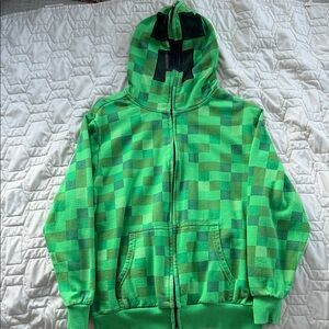 Minecraft Youth Green Pixel Pattern Hoodie youth xl